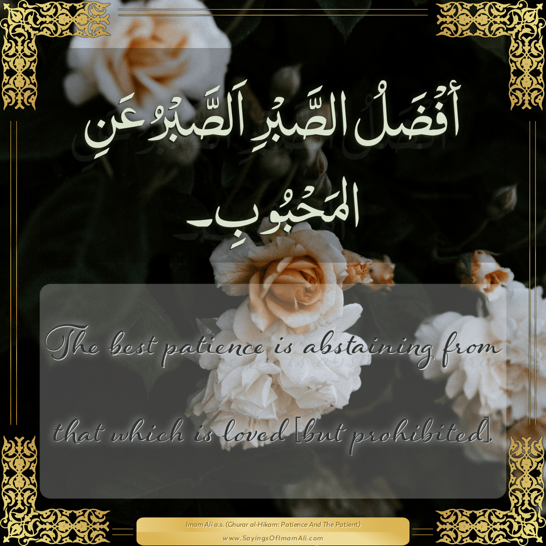 The best patience is abstaining from that which is loved [but prohibited].